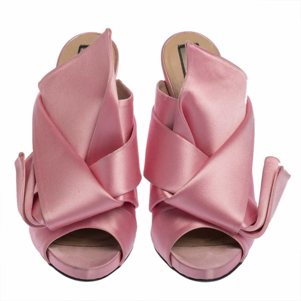 N21 Pink Satin Raso Peep Toe Mules Size 39.5 Women Sandals N21 Pink Satin Raso Peep Toe Mules Size 39.5 Women Sandals -N21shop luxury women n21 used shoes p395821 005