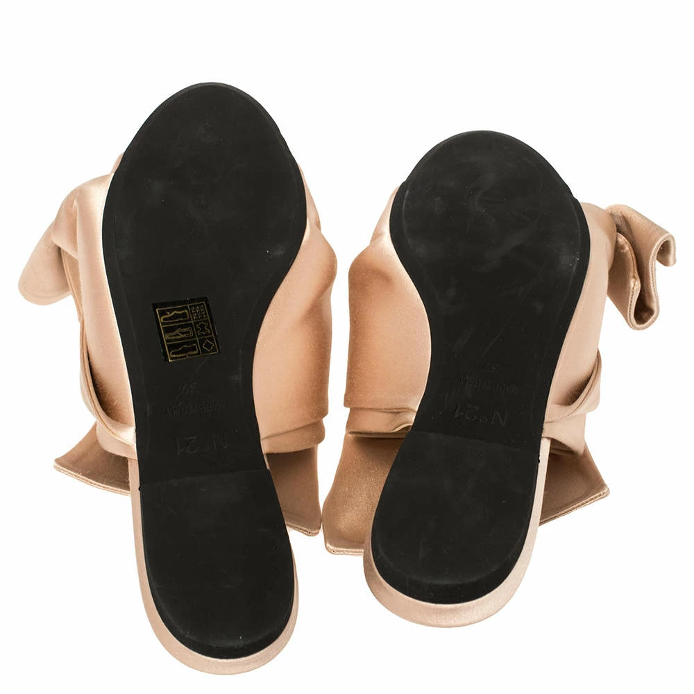 N21 Nº21 Cream Satin Knotted Slide Flats Size 37 Women N21 Nº21 Cream Satin Knotted Slide Flats Size 37 Women -N21shop luxury women n21 used shoes p398539 005
