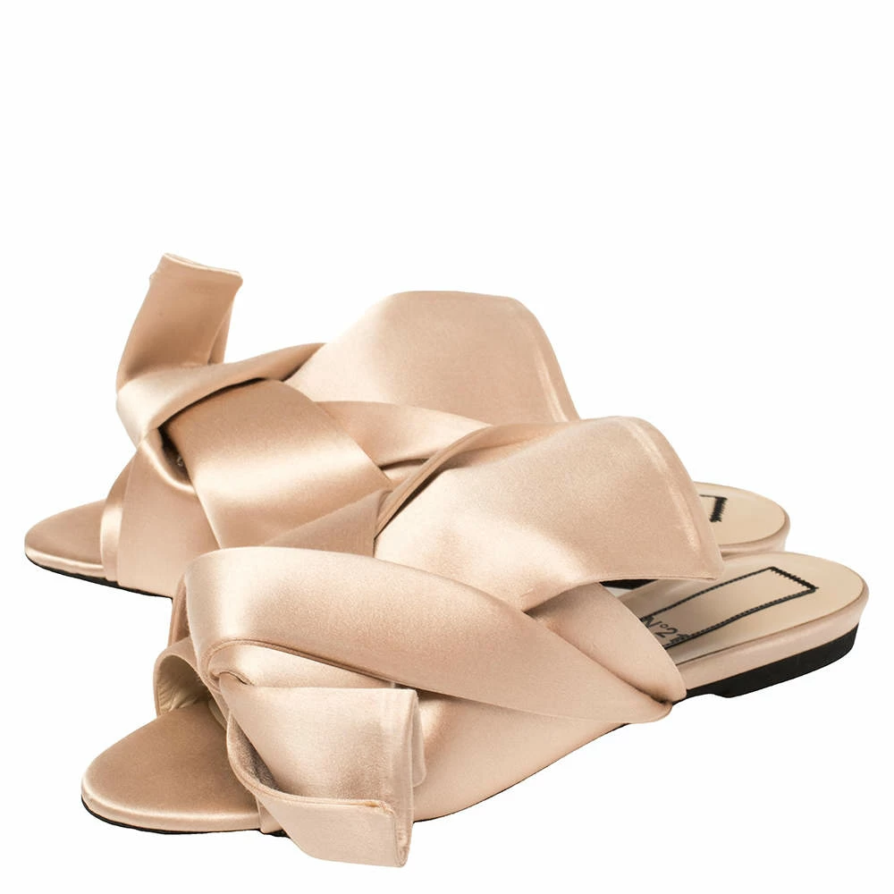 N21 Nº21 Cream Satin Knotted Slide Flats Size 37 Women N21 Nº21 Cream Satin Knotted Slide Flats Size 37 Women -N21shop luxury women n21 used shoes p398539 007