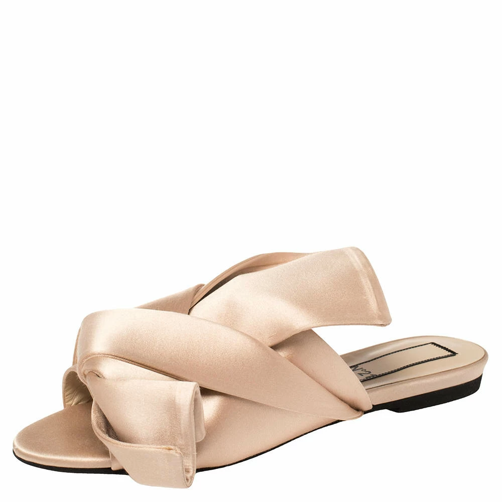N21 Nº21 Cream Satin Knotted Slide Flats Size 37 Women N21 Nº21 Cream Satin Knotted Slide Flats Size 37 Women -N21shop luxury women n21 used shoes p398539 008