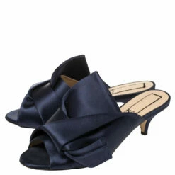 N21 Nº21 Navy Blue Satin Raso Knot Peep Toe Kitten Heel Mules Size 37 Women Sandals 5 N21 Nº21 Navy Blue Satin Raso Knot Peep Toe Kitten Heel Mules Size 37 Women Sandals -N21shop luxury women n21 used shoes p398620 007