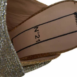 N21 Silver/Gold Glitter Knot Open Toe Slide Sandals Size 39 Women 8 N21 Silver/Gold Glitter Knot Open Toe Slide Sandals Size 39 Women -N21shop luxury women n21 used shoes p402147 005