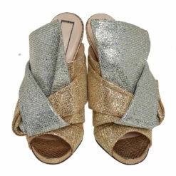 N21 Silver/Gold Glitter Knot Open Toe Slide Sandals Size 39 Women 4 N21 Silver/Gold Glitter Knot Open Toe Slide Sandals Size 39 Women -N21shop luxury women n21 used shoes p402147 006