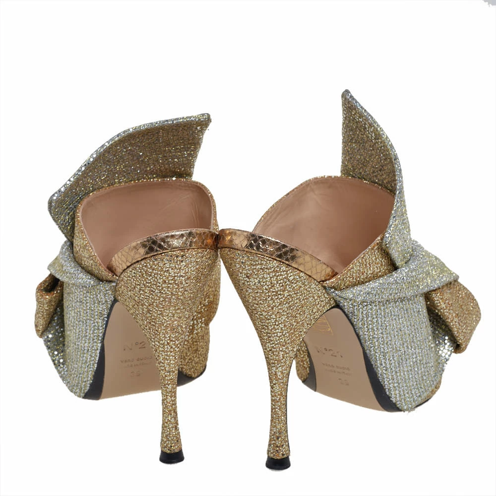 N21 Silver/Gold Glitter Knot Open Toe Slide Sandals Size 39 Women N21 Silver/Gold Glitter Knot Open Toe Slide Sandals Size 39 Women -N21shop luxury women n21 used shoes p402147 007