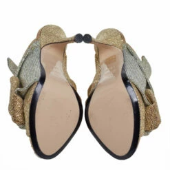 N21 Silver/Gold Glitter Knot Open Toe Slide Sandals Size 39 Women 7 N21 Silver/Gold Glitter Knot Open Toe Slide Sandals Size 39 Women -N21shop luxury women n21 used shoes p402147 008