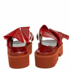 N21 X Kartell Red Rubber Knot Platform Slides Sandals Size 40 Women -N21shop luxury women n21 used shoes p403213 002