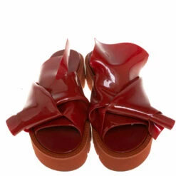 N21 X Kartell Red Rubber Knot Platform Slides Sandals Size 40 Women -N21shop luxury women n21 used shoes p403213 003