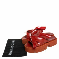 N21 X Kartell Red Rubber Knot Platform Slides Sandals Size 40 Women -N21shop luxury women n21 used shoes p403213 008