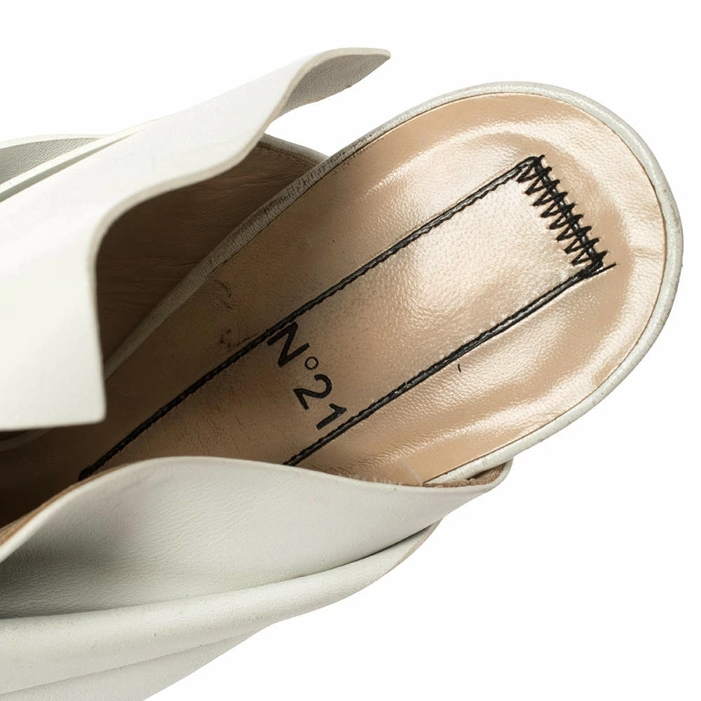 N21 White Leather Ronny Pleated Mules Size 40 Women Sandals N21 White Leather Ronny Pleated Mules Size 40 Women Sandals -N21shop luxury women n21 used shoes p405100 002