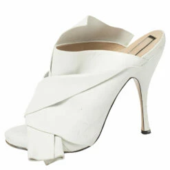 N21 White Leather Ronny Pleated Mules Size 40 Women Sandals 3 N21 White Leather Ronny Pleated Mules Size 40 Women Sandals -N21shop luxury women n21 used shoes p405100 008