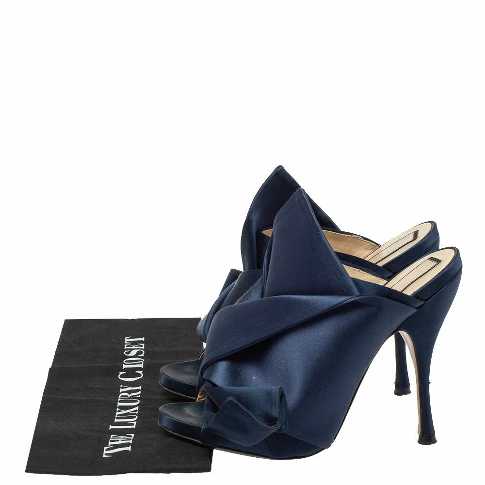 N21 Nº21 Navy Blue Satin Raso Knot Peep Toe Mules Size 39 Women Sandals N21 Nº21 Navy Blue Satin Raso Knot Peep Toe Mules Size 39 Women Sandals -N21shop luxury women n21 used shoes p405912 003
