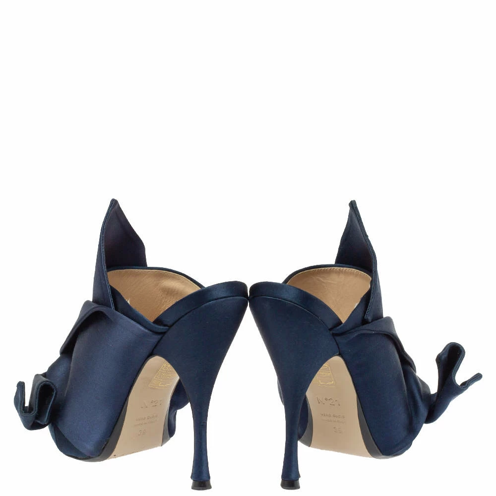 N21 Nº21 Navy Blue Satin Raso Knot Peep Toe Mules Size 39 Women Sandals N21 Nº21 Navy Blue Satin Raso Knot Peep Toe Mules Size 39 Women Sandals -N21shop luxury women n21 used shoes p405912 005