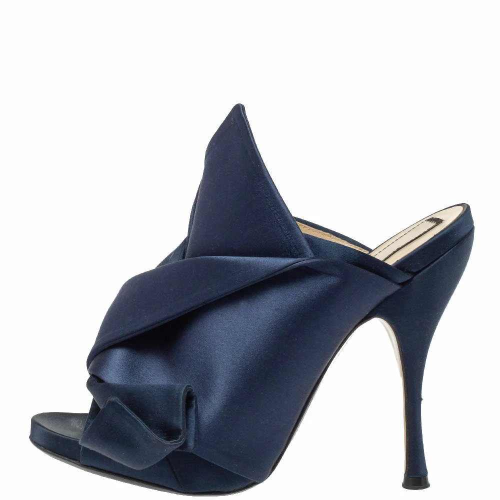 N21 Nº21 Navy Blue Satin Raso Knot Peep Toe Mules Size 39 Women Sandals N21 Nº21 Navy Blue Satin Raso Knot Peep Toe Mules Size 39 Women Sandals -N21shop luxury women n21 used shoes p405912 006