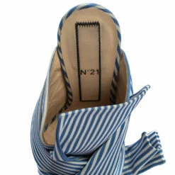 N21 N°21 Light Blue/ White Striped Satin Bow Mule Sandals Size 39 Women -N21shop luxury women n21 used shoes p407125 003