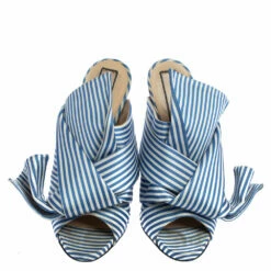 N21 N°21 Light Blue/ White Striped Satin Bow Mule Sandals Size 39 Women -N21shop luxury women n21 used shoes p407125 007