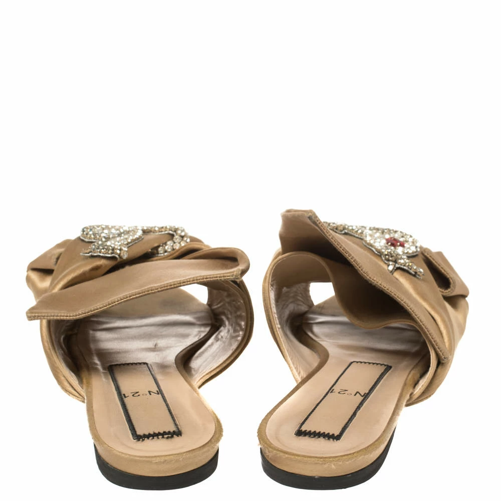 N21 Nº21 Beige Satin Crystal Embellished Flats Size 40 Women N21 Nº21 Beige Satin Crystal Embellished Flats Size 40 Women -N21shop luxury women n21 used shoes p407796 003