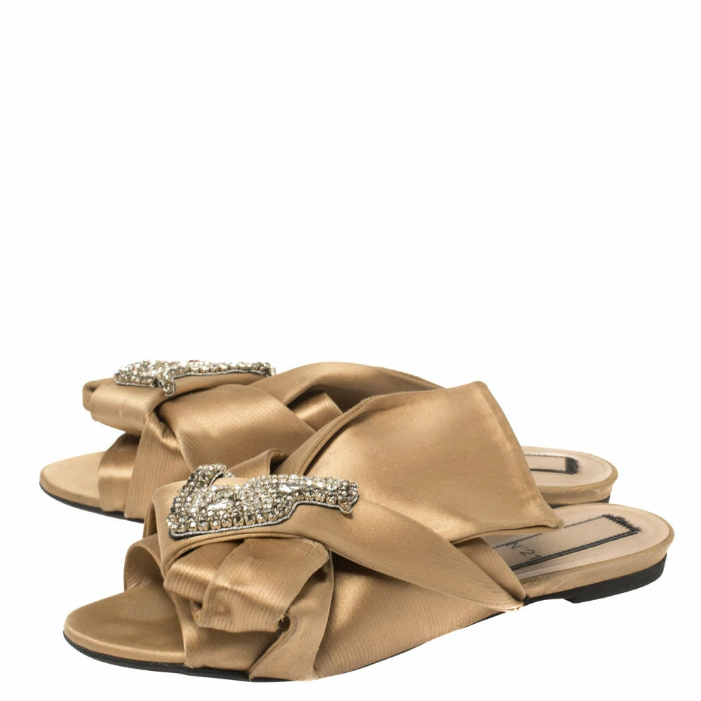 N21 Nº21 Beige Satin Crystal Embellished Flats Size 40 Women N21 Nº21 Beige Satin Crystal Embellished Flats Size 40 Women -N21shop luxury women n21 used shoes p407796 008