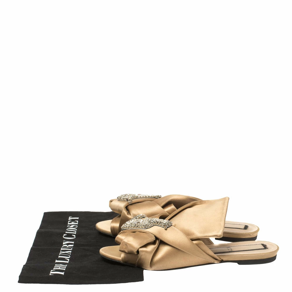 N21 Nº21 Beige Satin Crystal Embellished Flats Size 40 Women N21 Nº21 Beige Satin Crystal Embellished Flats Size 40 Women -N21shop luxury women n21 used shoes p407796 009