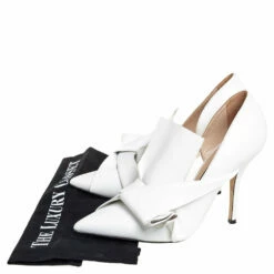 N21 White Leather Abstract Bow Pointed Toe Pumps Size 39 Women -N21shop luxury women n21 used shoes p410744 001