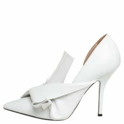N21 White Leather Abstract Bow Pointed Toe Pumps Size 39 Women -N21shop luxury women n21 used shoes p410744 002