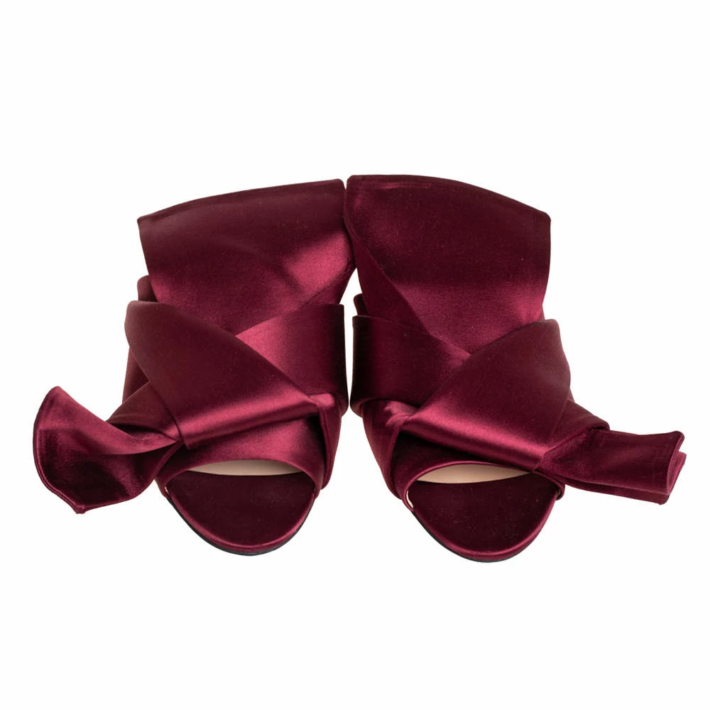 N21 Nº21 Burgundy Satin Raso Knot Flat Slides Size 39 Women Flats N21 Nº21 Burgundy Satin Raso Knot Flat Slides Size 39 Women Flats -N21shop luxury women n21 used shoes p411501 001