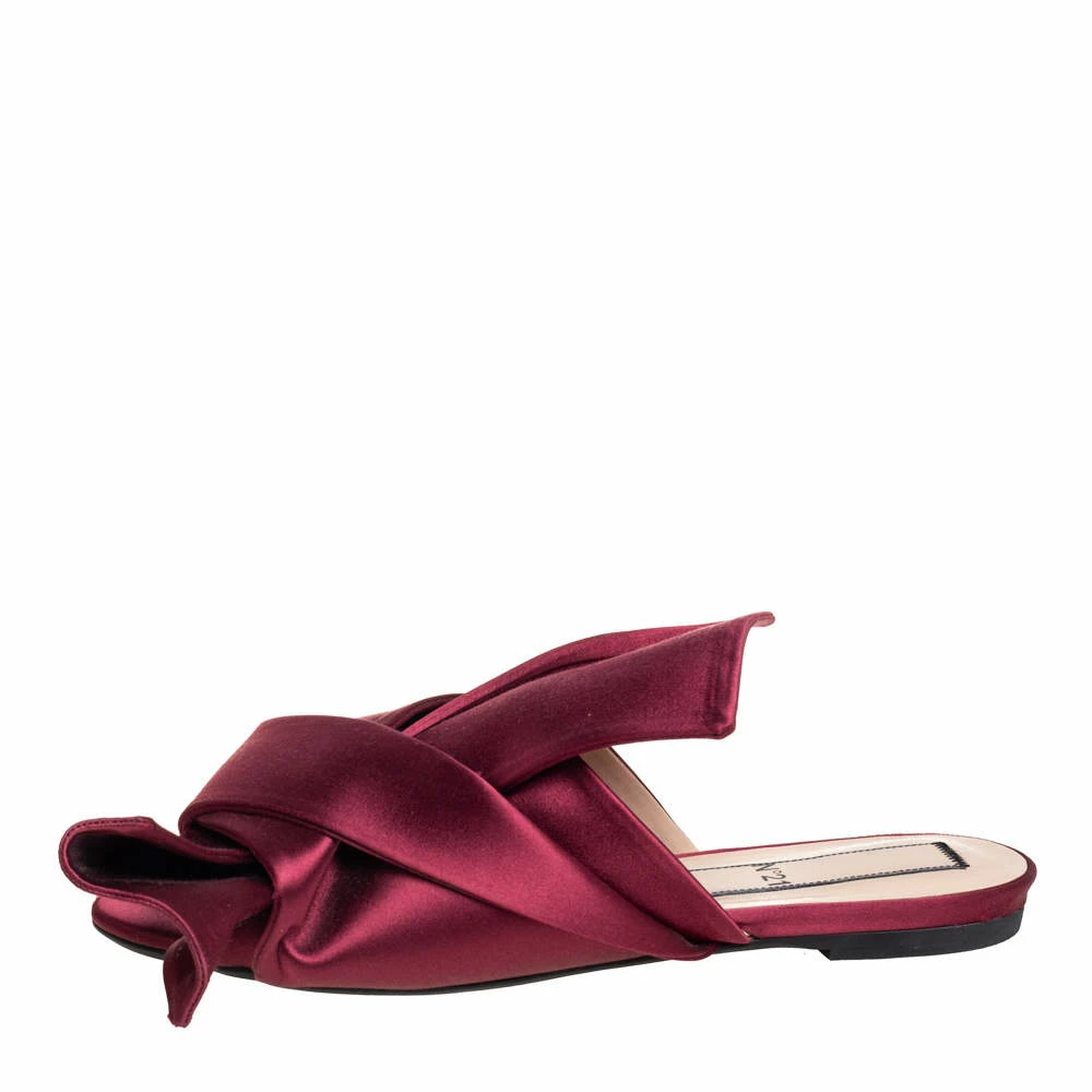 N21 Nº21 Burgundy Satin Raso Knot Flat Slides Size 39 Women Flats N21 Nº21 Burgundy Satin Raso Knot Flat Slides Size 39 Women Flats -N21shop luxury women n21 used shoes p411501 003