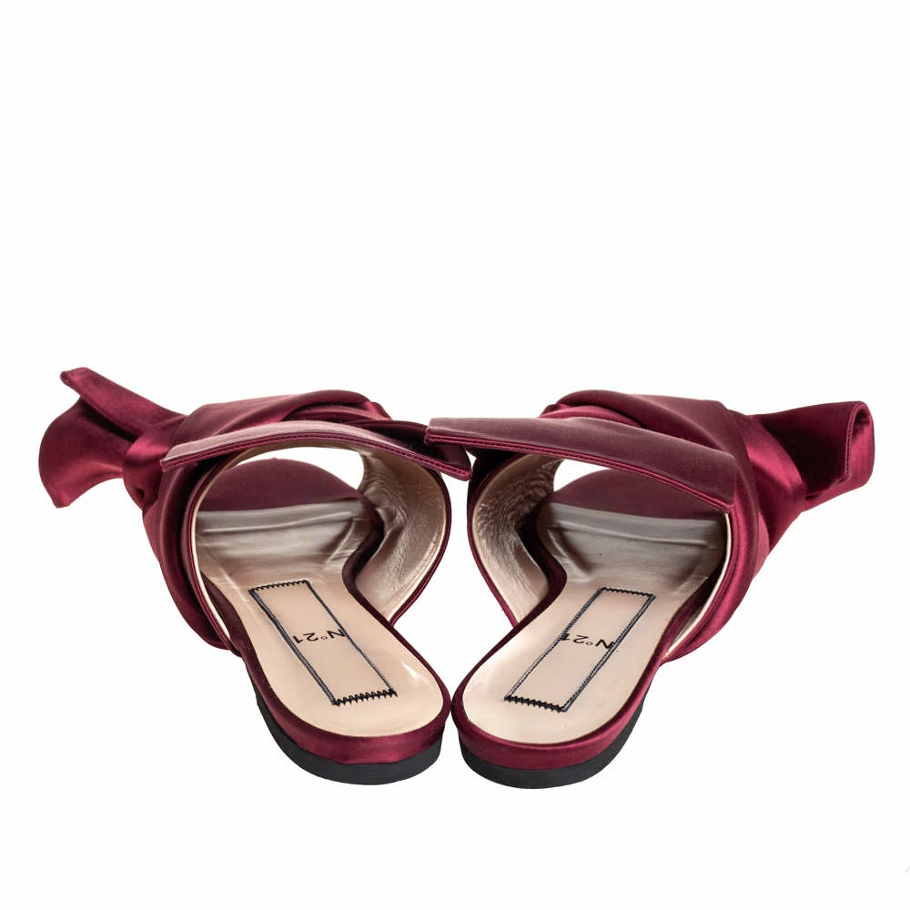 N21 Nº21 Burgundy Satin Raso Knot Flat Slides Size 39 Women Flats N21 Nº21 Burgundy Satin Raso Knot Flat Slides Size 39 Women Flats -N21shop luxury women n21 used shoes p411501 005