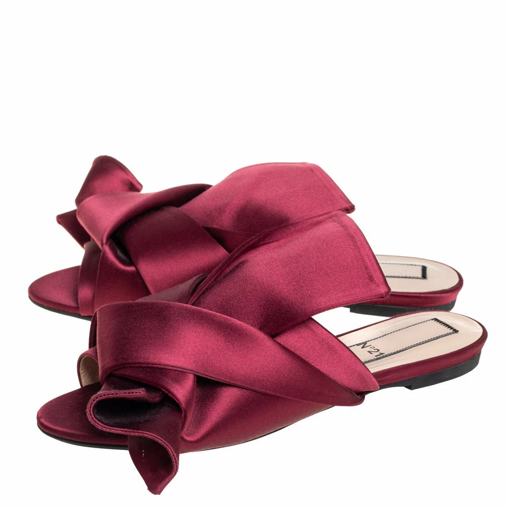 N21 Nº21 Burgundy Satin Raso Knot Flat Slides Size 39 Women Flats N21 Nº21 Burgundy Satin Raso Knot Flat Slides Size 39 Women Flats -N21shop luxury women n21 used shoes p411501 007