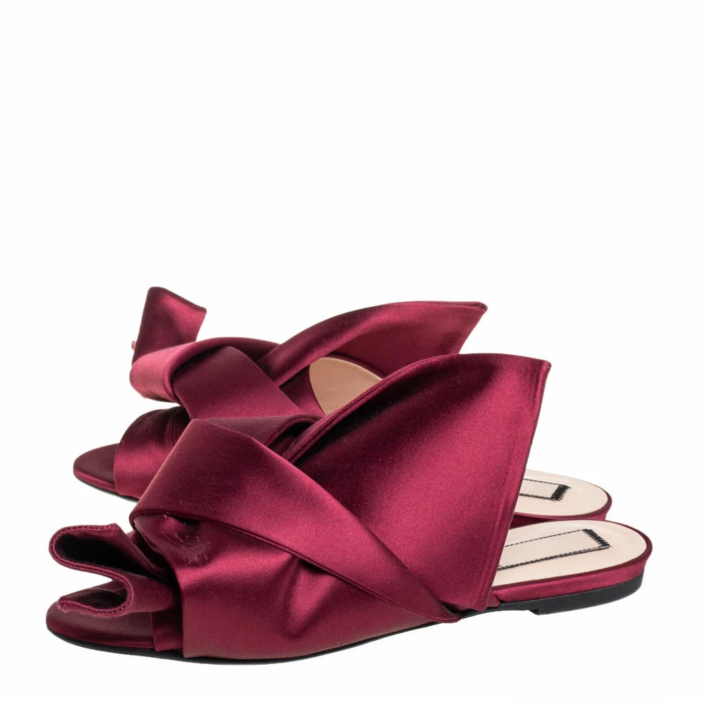 N21 Nº21 Burgundy Satin Knot Flat Slides Size 39 Women Flats N21 Nº21 Burgundy Satin Knot Flat Slides Size 39 Women Flats -N21shop luxury women n21 used shoes p413279 002