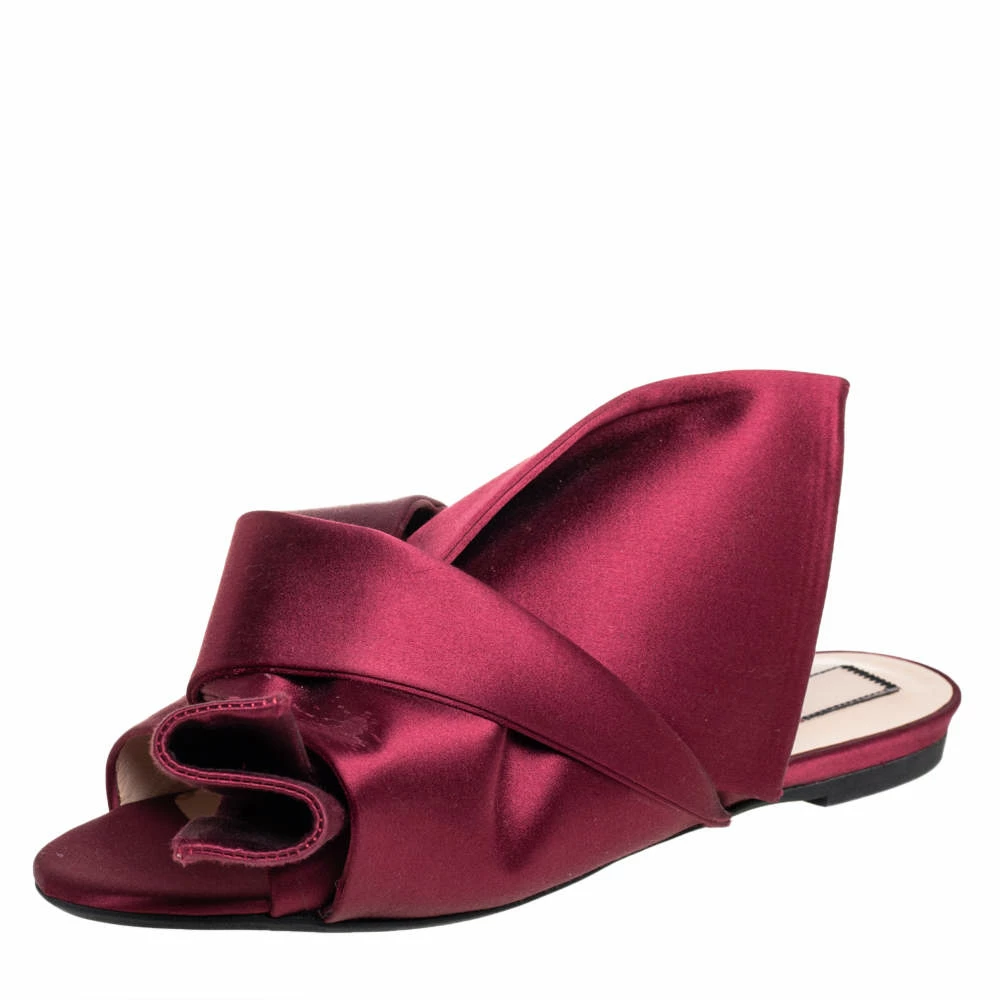 N21 Nº21 Burgundy Satin Knot Flat Slides Size 39 Women Flats N21 Nº21 Burgundy Satin Knot Flat Slides Size 39 Women Flats -N21shop luxury women n21 used shoes p413279 003