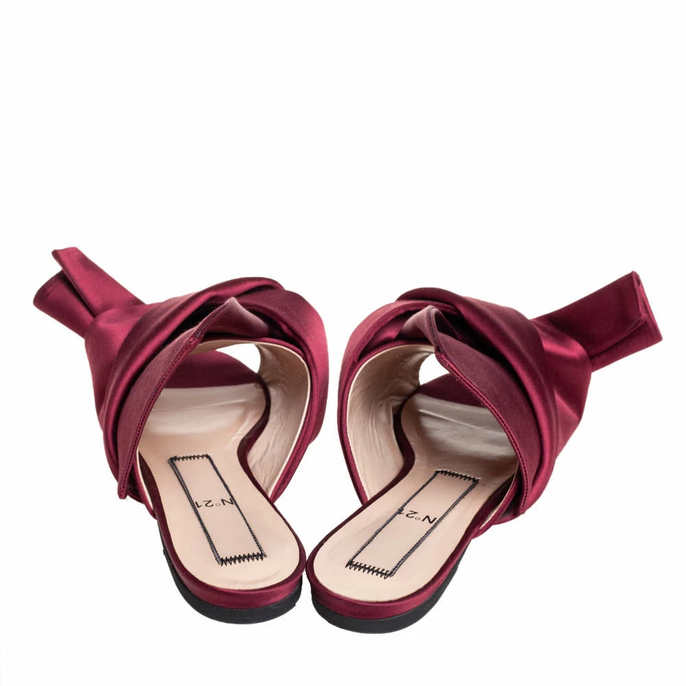 N21 Nº21 Burgundy Satin Knot Flat Slides Size 39 Women Flats N21 Nº21 Burgundy Satin Knot Flat Slides Size 39 Women Flats -N21shop luxury women n21 used shoes p413279 007