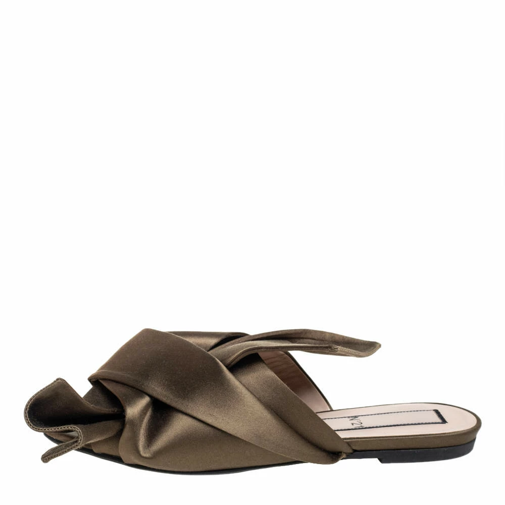 N21 Green Satin Knot Flat Mules Size 38 Women Sandals N21 Green Satin Knot Flat Mules Size 38 Women Sandals -N21shop luxury women n21 used shoes p413352 004