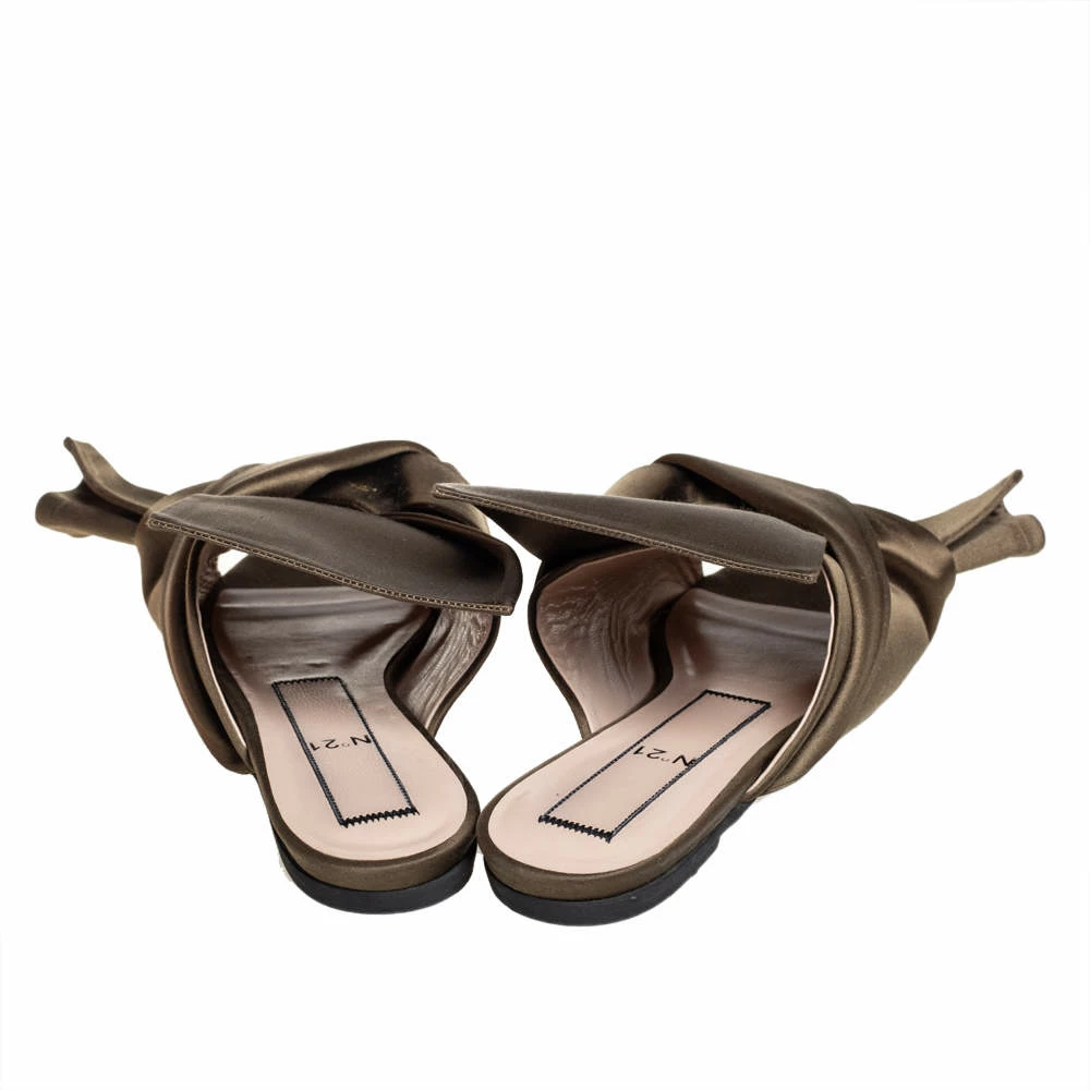 N21 Green Satin Knot Flat Mules Size 38 Women Sandals N21 Green Satin Knot Flat Mules Size 38 Women Sandals -N21shop luxury women n21 used shoes p413352 007