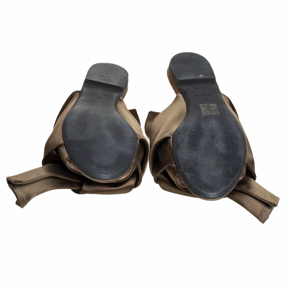 N21 Green Satin Knot Flat Mules Size 38 Women Sandals N21 Green Satin Knot Flat Mules Size 38 Women Sandals -N21shop luxury women n21 used shoes p413352 008