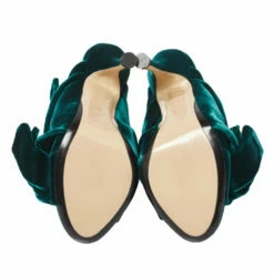N21 Dark Green Velvet Knot Mules Size 38 Women Sandals 7 N21 Dark Green Velvet Knot Mules Size 38 Women Sandals -N21shop luxury women n21 used shoes p415342 004