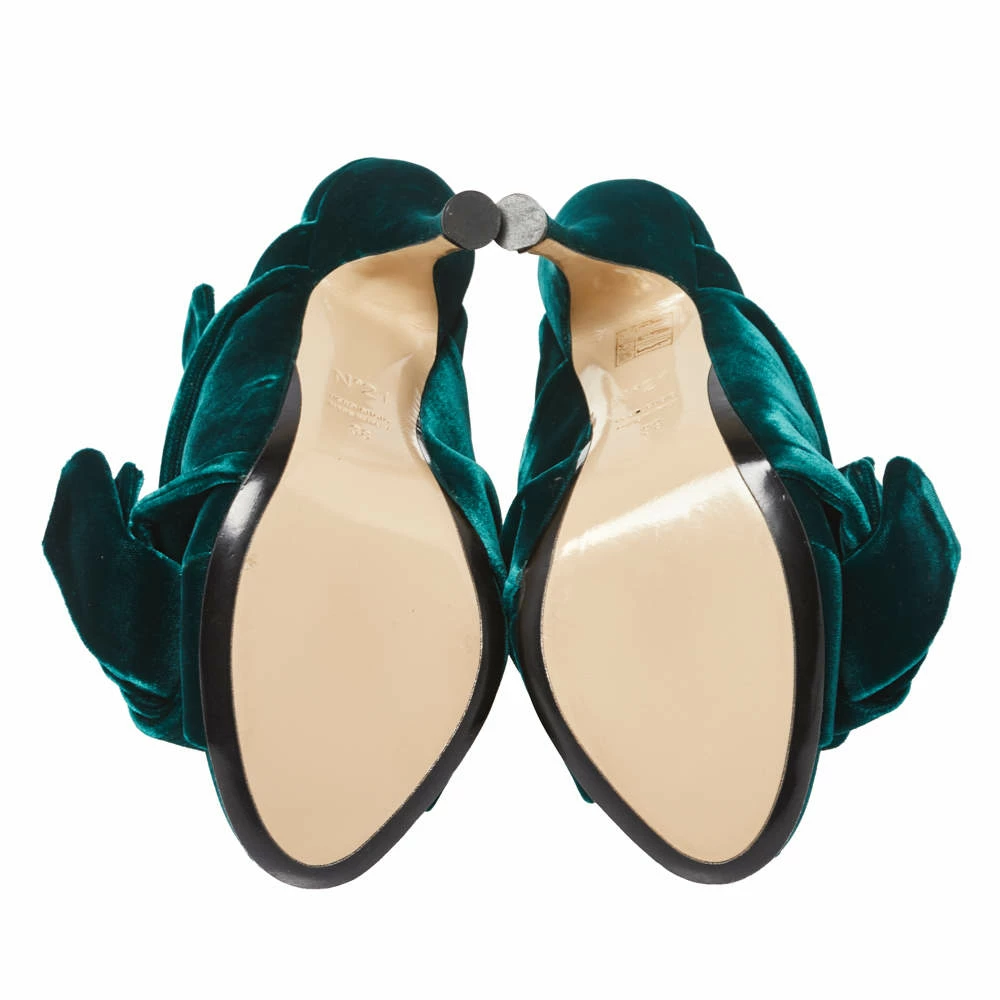 N21 Dark Green Velvet Knot Mules Size 38 Women Sandals N21 Dark Green Velvet Knot Mules Size 38 Women Sandals -N21shop luxury women n21 used shoes p415342 004
