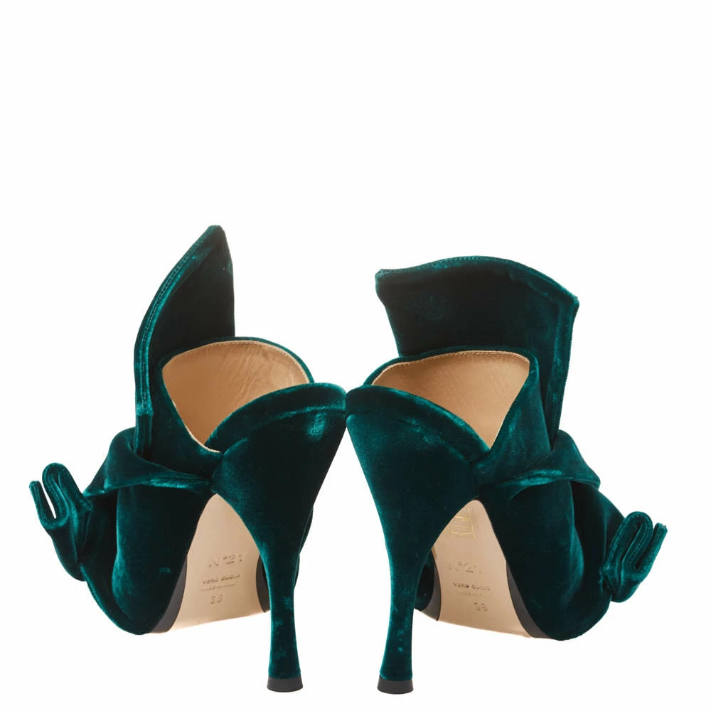 N21 Dark Green Velvet Knot Mules Size 38 Women Sandals N21 Dark Green Velvet Knot Mules Size 38 Women Sandals -N21shop luxury women n21 used shoes p415342 005