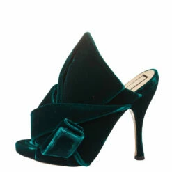 N21 Dark Green Velvet Knot Mules Size 38 Women Sandals 3 N21 Dark Green Velvet Knot Mules Size 38 Women Sandals -N21shop luxury women n21 used shoes p415342 006