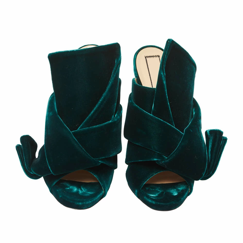 N21 Dark Green Velvet Knot Mules Size 38 Women Sandals N21 Dark Green Velvet Knot Mules Size 38 Women Sandals -N21shop luxury women n21 used shoes p415342 007