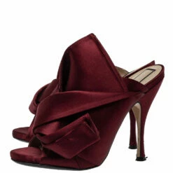 N21 N°21 Burgundy Satin Ronny Pleated Mules Size 39 Women Sandals -N21shop luxury women n21 used shoes p417108 001