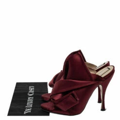 N21 N°21 Burgundy Satin Ronny Pleated Mules Size 39 Women Sandals -N21shop luxury women n21 used shoes p417108 003