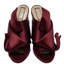 N21 N°21 Burgundy Satin Ronny Pleated Mules Size 39 Women Sandals -N21shop luxury women n21 used shoes p417108 004