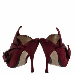 N21 N°21 Burgundy Satin Ronny Pleated Mules Size 39 Women Sandals -N21shop luxury women n21 used shoes p417108 005