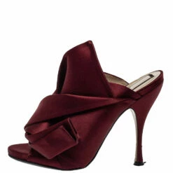 N21 N°21 Burgundy Satin Ronny Pleated Mules Size 39 Women Sandals -N21shop luxury women n21 used shoes p417108 006