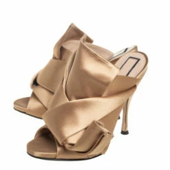 N21 Brown Satin Raso Knot Peep Toe Mules Size 37 Women Sandals 5 N21 Brown Satin Raso Knot Peep Toe Mules Size 37 Women Sandals -N21shop luxury women n21 used shoes p431647 002