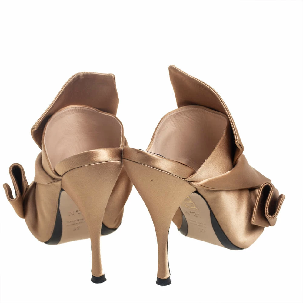 N21 Brown Satin Raso Knot Peep Toe Mules Size 37 Women Sandals N21 Brown Satin Raso Knot Peep Toe Mules Size 37 Women Sandals -N21shop luxury women n21 used shoes p431647 004