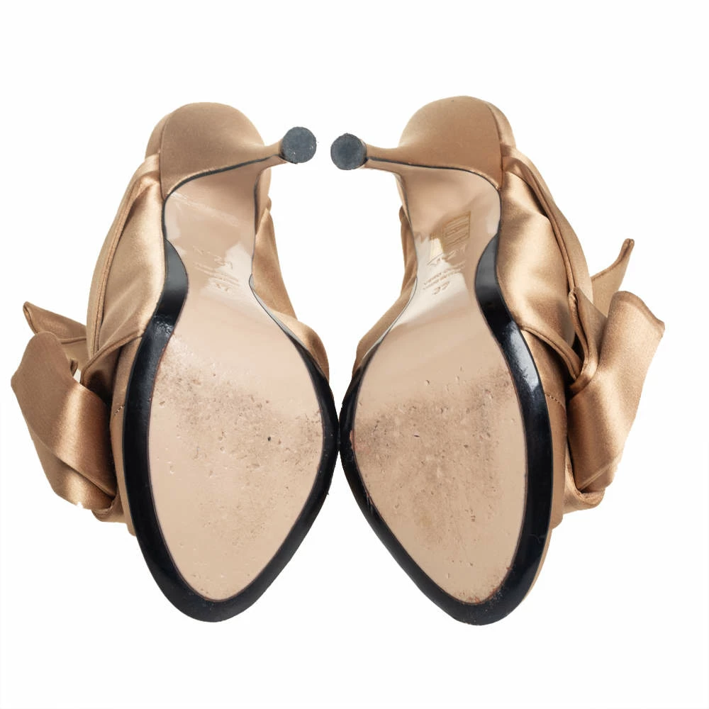 N21 Brown Satin Raso Knot Peep Toe Mules Size 37 Women Sandals N21 Brown Satin Raso Knot Peep Toe Mules Size 37 Women Sandals -N21shop luxury women n21 used shoes p431647 008