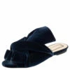 N21 Dark Blue Velvet Knot Flat Mules Size 38 Women Sandals 1 N21 Dark Blue Velvet Knot Flat Mules Size 38 Women Sandals -N21shop luxury women n21 used shoes p437573 002
