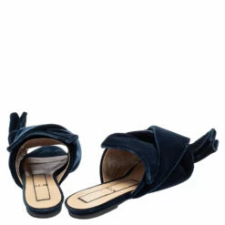 N21 Dark Blue Velvet Knot Flat Mules Size 38 Women Sandals 6 N21 Dark Blue Velvet Knot Flat Mules Size 38 Women Sandals -N21shop luxury women n21 used shoes p437573 004