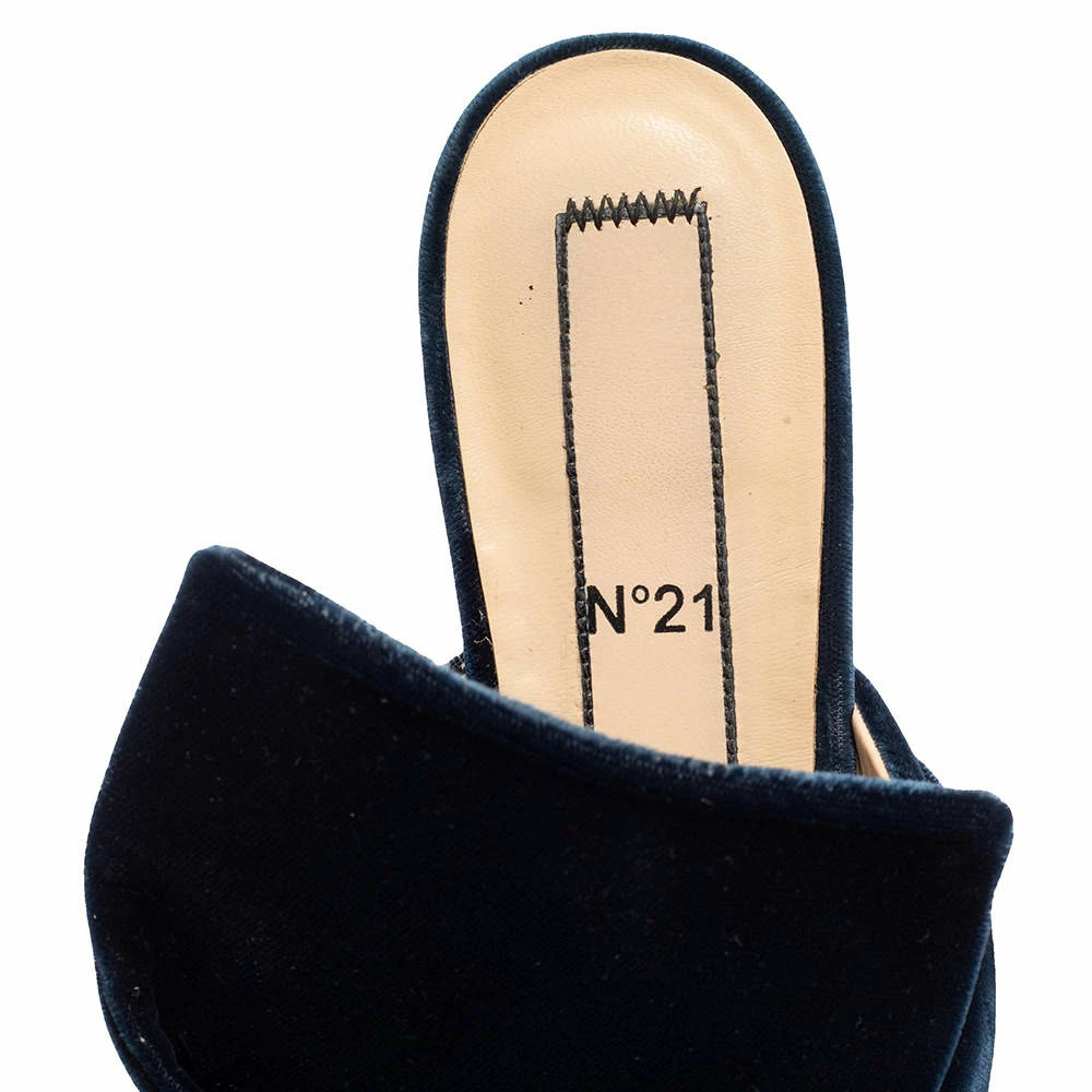 N21 Dark Blue Velvet Knot Flat Mules Size 38 Women Sandals N21 Dark Blue Velvet Knot Flat Mules Size 38 Women Sandals -N21shop luxury women n21 used shoes p437573 008